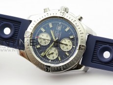 Challenger Chronograph SS Blue Dial on Rubber Strap A7750 (Free rubber strap)