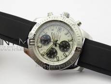 Challenger Chronograph SS White Dial on Rubber Strap A7750 (Free rubber strap)