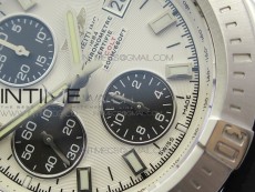 Challenger Chronograph SS White Dial on Rubber Strap A7750 (Free rubber strap)