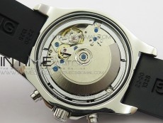 Challenger Chronograph SS White Dial on Rubber Strap A7750 (Free rubber strap)