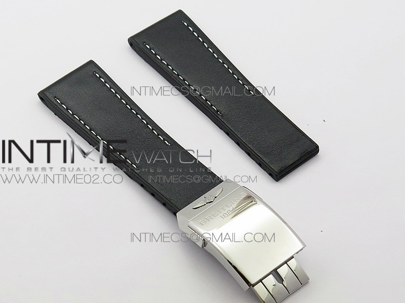 Breitling Black Gummy Rubber Strap 24/20 + Genuine Clasp