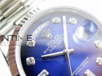 Day-Date 36 128239 SS BP Best Edition Blue Crystal Markers Dial on SS President Bracelet