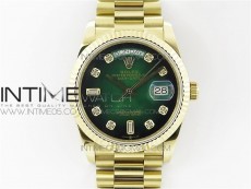 Day-Date 36 128239 YG BP Best Edition Green Crystal Markers Dial on YG President Bracelet