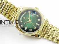 Day-Date 36 128239 YG BP Best Edition Green Crystal Markers Dial on YG President Bracelet