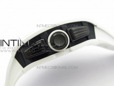RM011 Ceramic Case Chronograph KVF 1:1 Best Edition White Ceramic Bezel Skeleton Dial on White Rubber Strap A7750