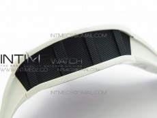 RM011 Ceramic Case Chronograph KVF 1:1 Best Edition White Ceramic Bezel Skeleton Dial on White Rubber Strap A7750
