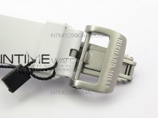 RM011 Ceramic Case Chronograph KVF 1:1 Best Edition White Ceramic Bezel Skeleton Dial on White Rubber Strap A7750