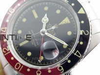 Vintage GMT Master Black/Red Bezel Black Dial Style01 on SS Bracelet A2836