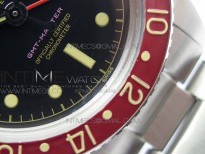 Vintage GMT Master Black/Red Bezel Black Dial Style01 on SS Bracelet A2836