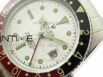 Vintage GMT Master Black/Red Bezel White Dial on SS Bracelet A2836