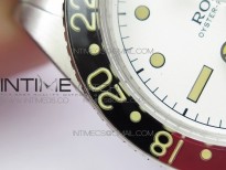 Vintage GMT Master Black/Red Bezel White Dial on SS Bracelet A2836
