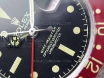 Vintage GMT Master Black/Red Bezel Black Dial Style03 on SS Bracelet A2836