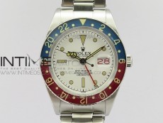 Vintage GMT Master Blue/Red Bezel White Dial on SS Bracelet A2836