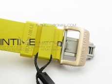 RM011 RG Chronograph SS Case KVF 1:1 Best Edition Crystal Skeleton Dial on Yellow Rubber Strap A7750