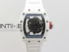 RM055 Real White Ceramic Case KVF Best Edition Skeleton Dial Red on White Rubber Strap MIYOTA8215