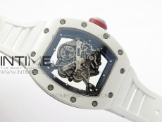 RM055 Real White Ceramic Case KVF Best Edition Skeleton Dial Red on White Rubber Strap MIYOTA8215