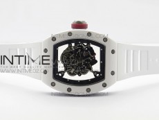 RM055 Real White Ceramic Case KVF Best Edition Skeleton Dial Red on White Rubber Strap MIYOTA8215