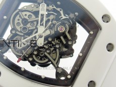 RM055 Real White Ceramic Case KVF Best Edition Skeleton Dial Red on White Rubber Strap MIYOTA8215