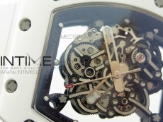 RM055 Real White Ceramic Case KVF Best Edition Skeleton Dial Red on White Rubber Strap MIYOTA8215