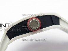 RM055 Real White Ceramic Case KVF Best Edition Skeleton Dial Red on White Rubber Strap MIYOTA8215