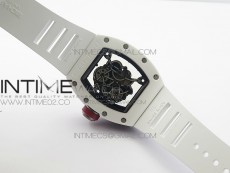 RM055 Real White Ceramic Case KVF Best Edition Skeleton Dial Red on White Rubber Strap MIYOTA8215