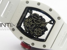 RM055 Real White Ceramic Case KVF Best Edition Skeleton Dial Red on White Rubber Strap MIYOTA8215