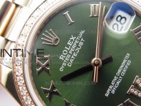 Datejust 31mm 278275 RG Dia Bezel BP Best Edition Green Roman Markers Dial @6 Dia on RG President Bracelet