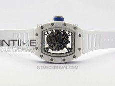 RM055 Real White Ceramic Case KVF Best Edition Skeleton Dial Blue on White Rubber Strap MIYOTA8215
