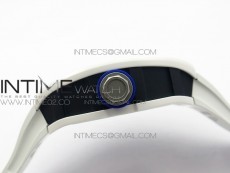 RM055 Real White Ceramic Case KVF Best Edition Skeleton Dial Blue on White Rubber Strap MIYOTA8215