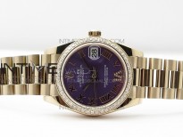 Datejust 31mm 278275 RG Dia Bezel BP Best Edition Purple Roman Markers Dial @6 Dia on RG President Bracelet
