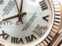 Datejust 31mm 278275 RG BP Best Edition Silver Roman Markers Dial @6 Dia on RG President Bracelet