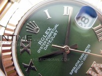 Datejust 31mm 278275 RG BP Best Edition Green Roman Markers Dial @6 Dia on RG President Bracelet