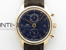 Portugieser Chrono Classic 42 IW390406 RG ZF 1:1 Best Edition Blue dial on Brown Leather Strap A7750