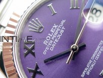 Datejust 31mm 278275 SS BP Best Edition Purple Roman Markers Dial(@6 Crystal Makrer) on SS President Bracelet