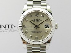 Datejust 31mm 278275 SS BP Best Edition Silver Crystals Markers Dial on RG President Bracelet