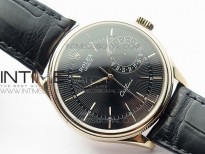 Cellini 50519 Real Date RG BP Best Edition Black Dial Stick Markers on Black Leather Strap SA3165