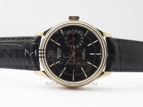 Cellini 50519 Real Date RG BP Best Edition Black Dial Stick Markers on Black Leather Strap SA3165