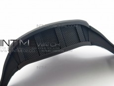 RM011 Carbon Case Chronograph KVF 1:1 Best Edition Ceramic Bezel Skeleton Dial on Black Rubber Strap A7750