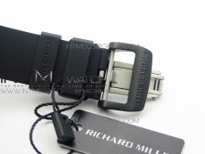 RM011 Carbon Case Chronograph KVF 1:1 Best Edition Ceramic Bezel Skeleton Dial on Black Rubber Strap A7750