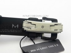 RM011 Carbon Case Chronograph KVF 1:1 Best Edition Ceramic Bezel Skeleton Dial on Black Rubber Strap A7750