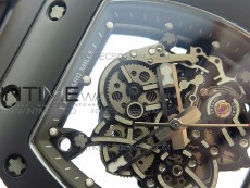 RM055 White Ceramic Case KVF Best Edition Black Ceramic Bezel Skeleton Dial on Black Rubber Strap MIYOTA8215
