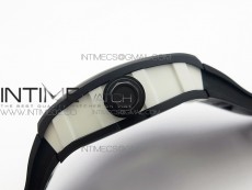 RM055 White Ceramic Case KVF Best Edition Black Ceramic Bezel Skeleton Dial on Black Rubber Strap MIYOTA8215