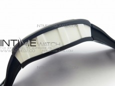 RM055 White Ceramic Case KVF Best Edition Black Ceramic Bezel Skeleton Dial on Black Rubber Strap MIYOTA8215