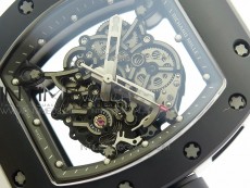 RM055 White Ceramic Case KVF Best Edition Black Ceramic Bezel Skeleton Dial on White Rubber Strap MIYOTA8215