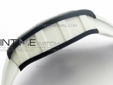 RM055 White Ceramic Case KVF Best Edition Black Ceramic Bezel Skeleton Dial on White Rubber Strap MIYOTA8215