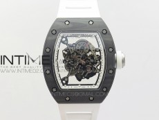 RM055 Ti Case KVF Best Edition Carbon Bezel Skeleton Dial White Crown on White Rubber Strap MIYOTA8215