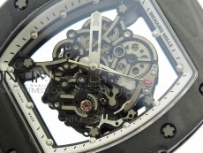 RM055 Ti Case KVF Best Edition Carbon Bezel Skeleton Dial White Crown on White Rubber Strap MIYOTA8215