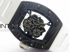 RM055 Ti Case KVF Best Edition Carbon Bezel Skeleton Dial White Crown on White Rubber Strap MIYOTA8215