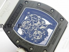RM055 Ti Case KVF Best Edition Carbon Bezel Skeleton Dial White Crown on White Rubber Strap MIYOTA8215