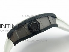RM055 Ti Case KVF Best Edition Carbon Bezel Skeleton Dial Black Crown on White Rubber Strap MIYOTA8215